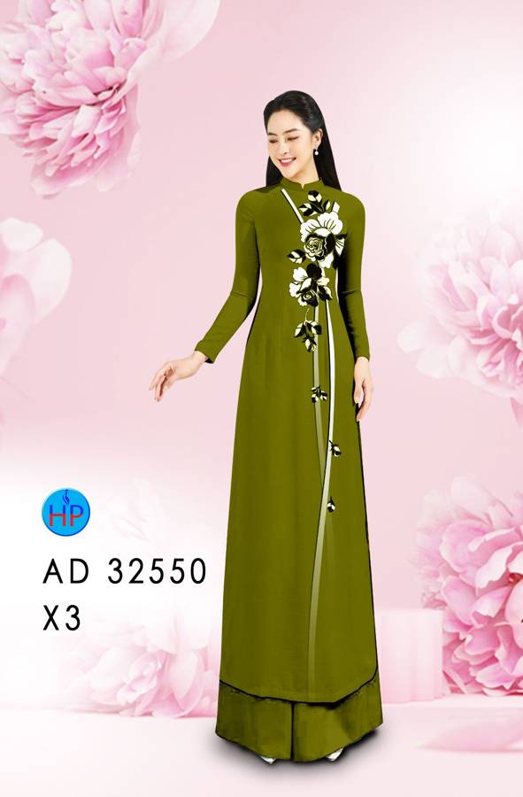 Vải Áo Dài Hoa In 3D AD 32550 4